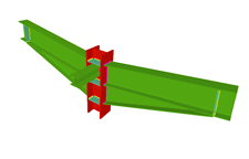 Column to two beam moment connection with haunches and a simply connected orthogonal beam (continuous column)
